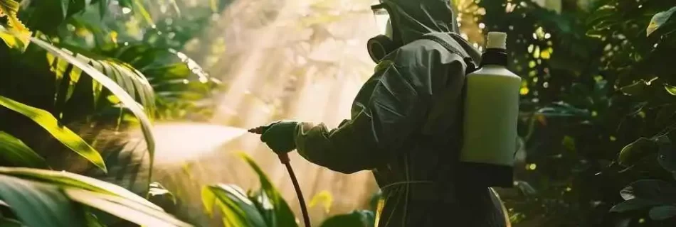 Farmer spraying modern agrochemicals on CIS farmland to boost crop yield and sustainability